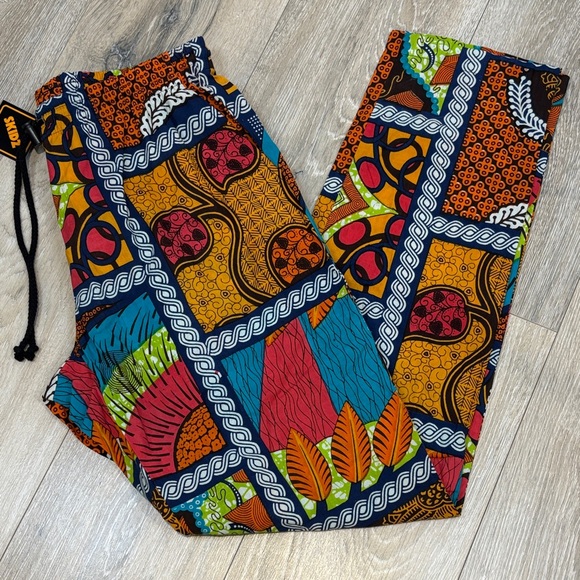 NEW SKIDZ Men's Multicolor Patterned Casual Pants Stretch Toggle Waist Size XL